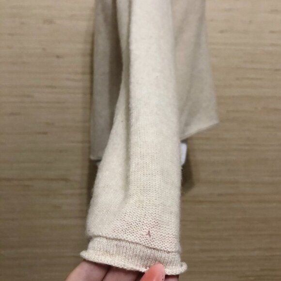 FP Now or Never Oatmeal Cashmere Silk V-neck Lightweight Pullover Sweater XS - Picture 5 of 10